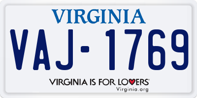 VA license plate VAJ1769