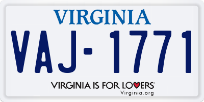 VA license plate VAJ1771