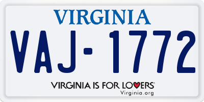 VA license plate VAJ1772