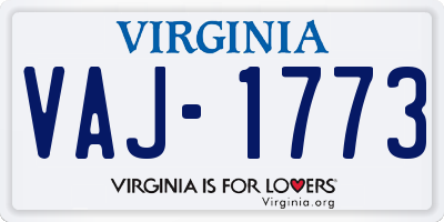 VA license plate VAJ1773