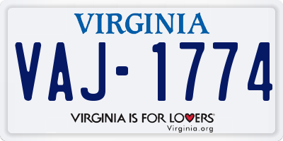 VA license plate VAJ1774