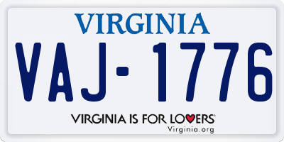 VA license plate VAJ1776