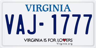 VA license plate VAJ1777