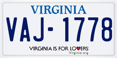 VA license plate VAJ1778