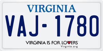 VA license plate VAJ1780