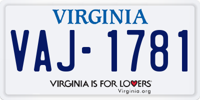 VA license plate VAJ1781