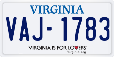 VA license plate VAJ1783