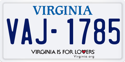 VA license plate VAJ1785