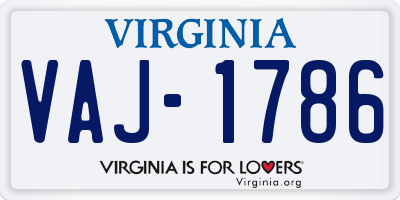 VA license plate VAJ1786