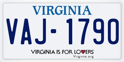 VA license plate VAJ1790