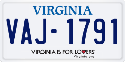 VA license plate VAJ1791