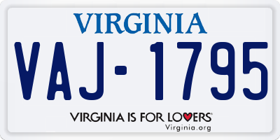 VA license plate VAJ1795