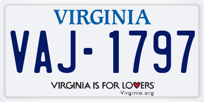 VA license plate VAJ1797
