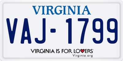 VA license plate VAJ1799