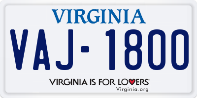 VA license plate VAJ1800