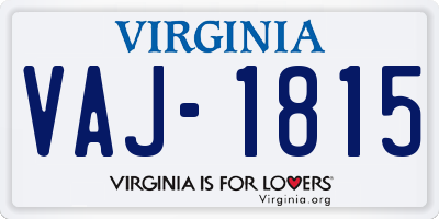 VA license plate VAJ1815