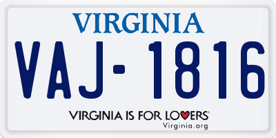VA license plate VAJ1816