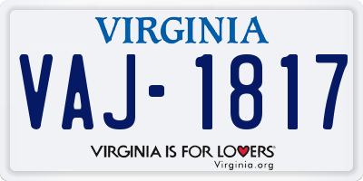 VA license plate VAJ1817