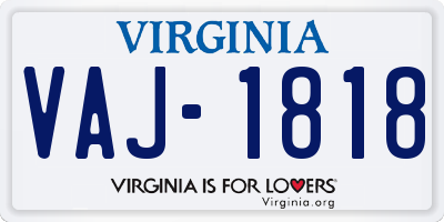 VA license plate VAJ1818