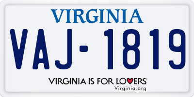 VA license plate VAJ1819