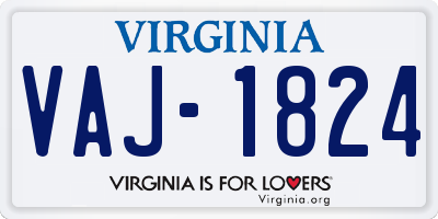 VA license plate VAJ1824