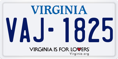 VA license plate VAJ1825