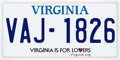 VA license plate VAJ1826