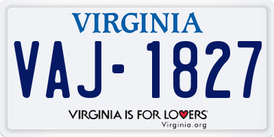 VA license plate VAJ1827