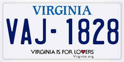 VA license plate VAJ1828