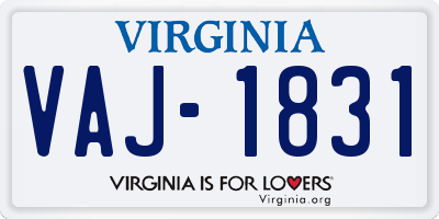 VA license plate VAJ1831