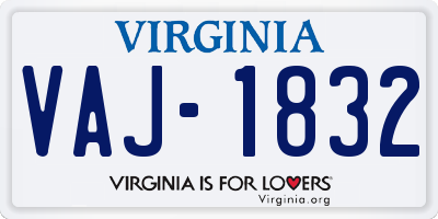 VA license plate VAJ1832