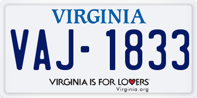 VA license plate VAJ1833