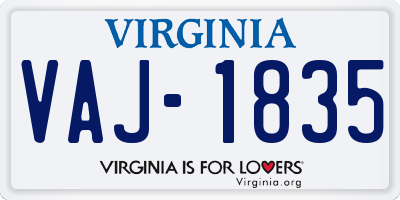 VA license plate VAJ1835
