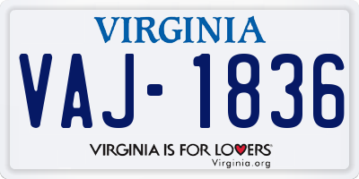 VA license plate VAJ1836