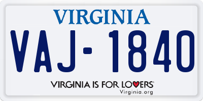VA license plate VAJ1840