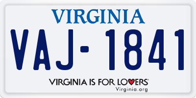 VA license plate VAJ1841