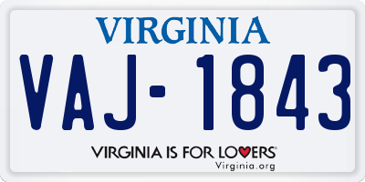 VA license plate VAJ1843