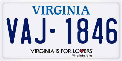 VA license plate VAJ1846