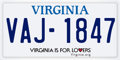 VA license plate VAJ1847