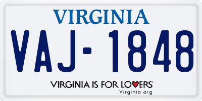 VA license plate VAJ1848