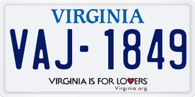 VA license plate VAJ1849