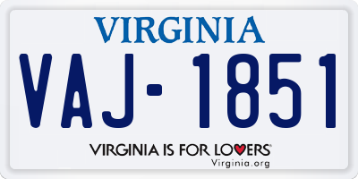 VA license plate VAJ1851