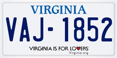 VA license plate VAJ1852