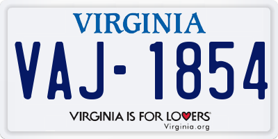 VA license plate VAJ1854