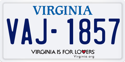 VA license plate VAJ1857