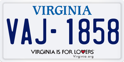 VA license plate VAJ1858