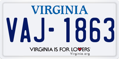 VA license plate VAJ1863