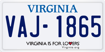 VA license plate VAJ1865