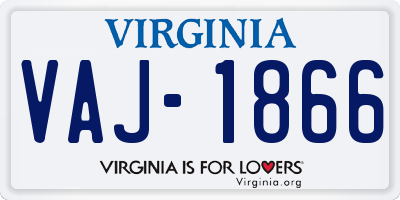 VA license plate VAJ1866