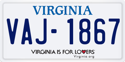 VA license plate VAJ1867